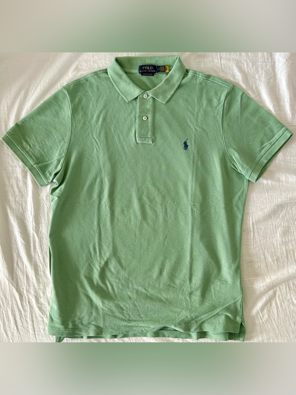Polo Ralph Lauren Custom Slim Fit Mesh Polo - Large - Green